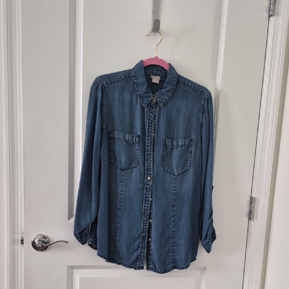 Chico's Blue Denim Shirt - Picture 1 of 5